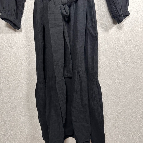 Rails Organic Cotton Vittoria Dress in Black  Double Gauze Maxi Tiered Small - Picture 6 of 9